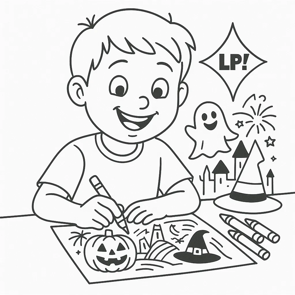 Dibujos para niños colorear halloween y pirotecnia