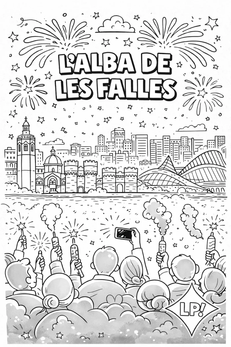 Dibujo para pintar de l'alaba de les falles de las fallas de valencia