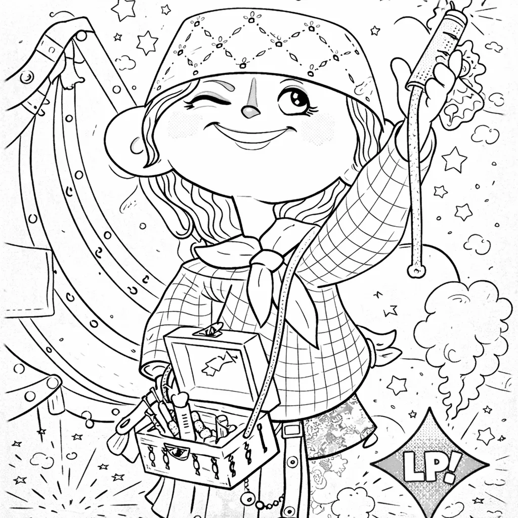 Ninot infantil de falla con pirotecnia para descargar gratis y colorear.