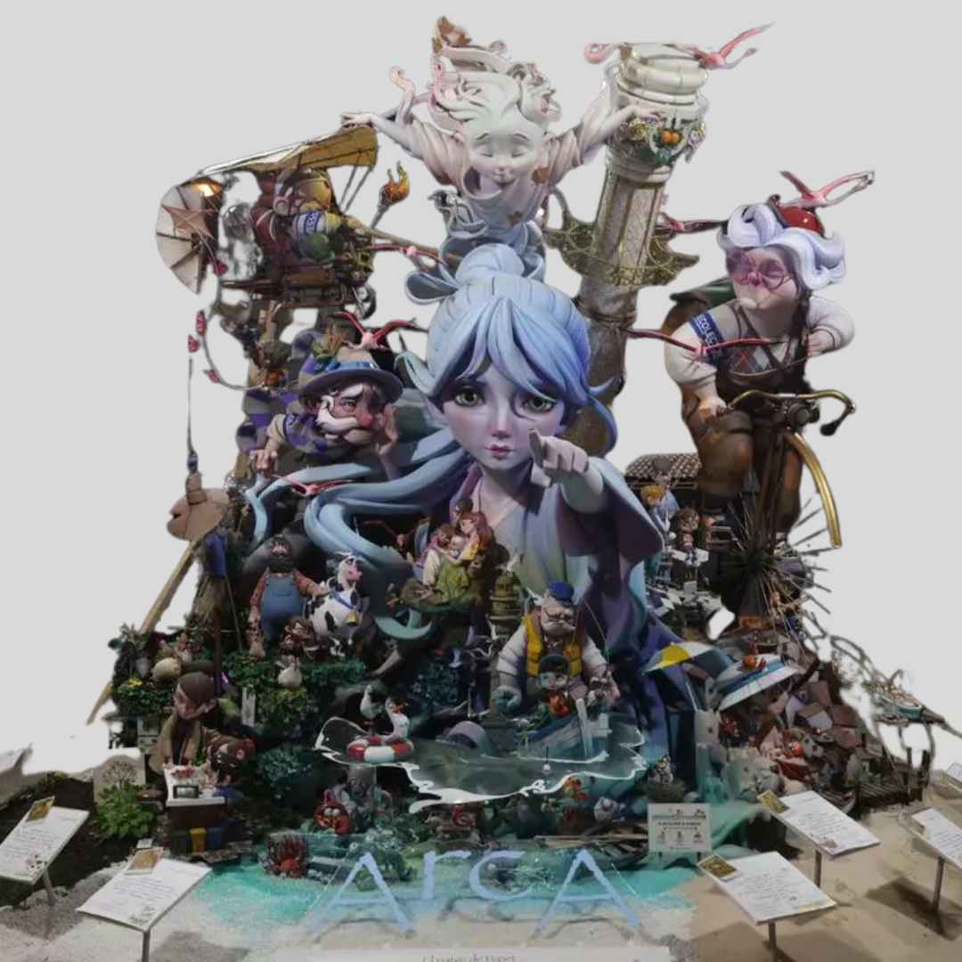 Falla infantil ganadora de la Sección Especial de las Fallas de Valencia 2026 durante la plantà del monumento infantil